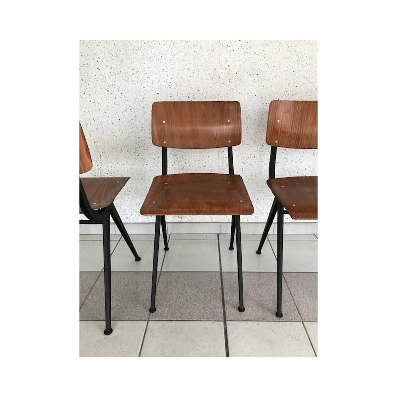 Set of 8 vintage chairs by Kramer in wood and iron 1960