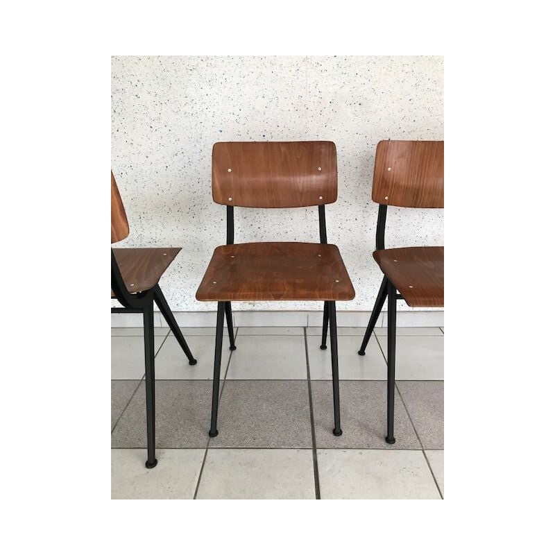 Set of 8 vintage chairs by Kramer in wood and iron 1960