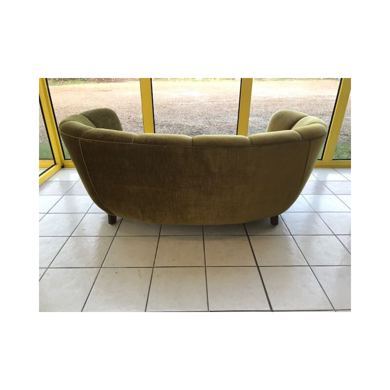 Sofá Vintage Banana en tela verde, 1960