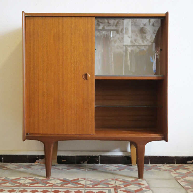 Vintage scandinavian highboard in teak and glass 1960