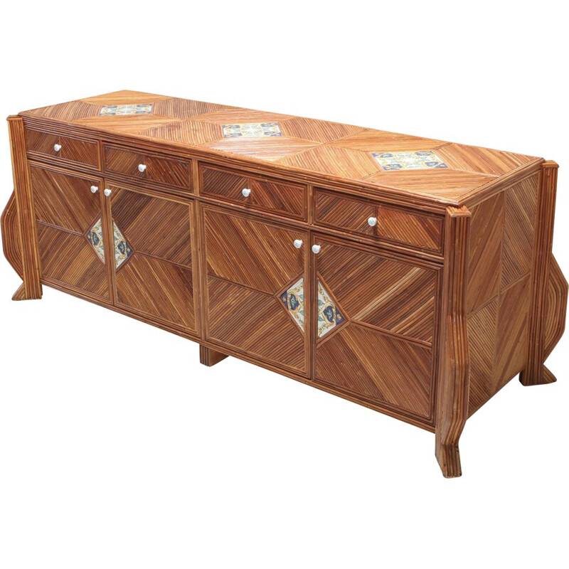 Bamboo and ceramic sideboard by Vivai Del Sud