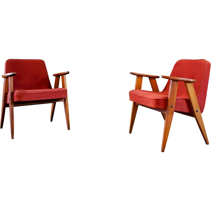 Pair of 366 armchairs by Józef Chierowski