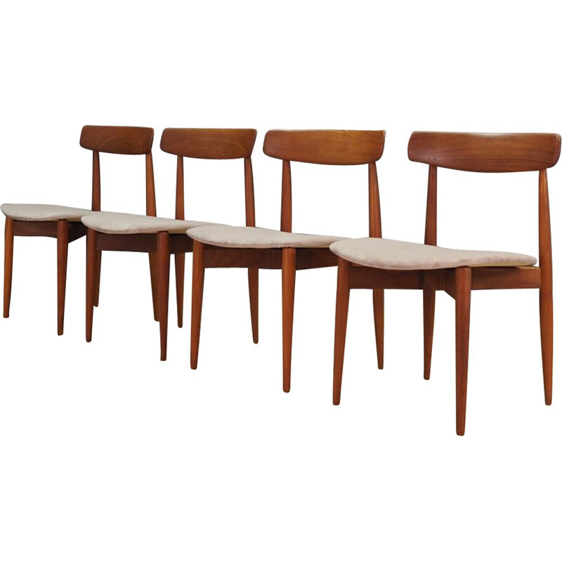 Set of 4 grey chairs in teak by Henry Walter Klein