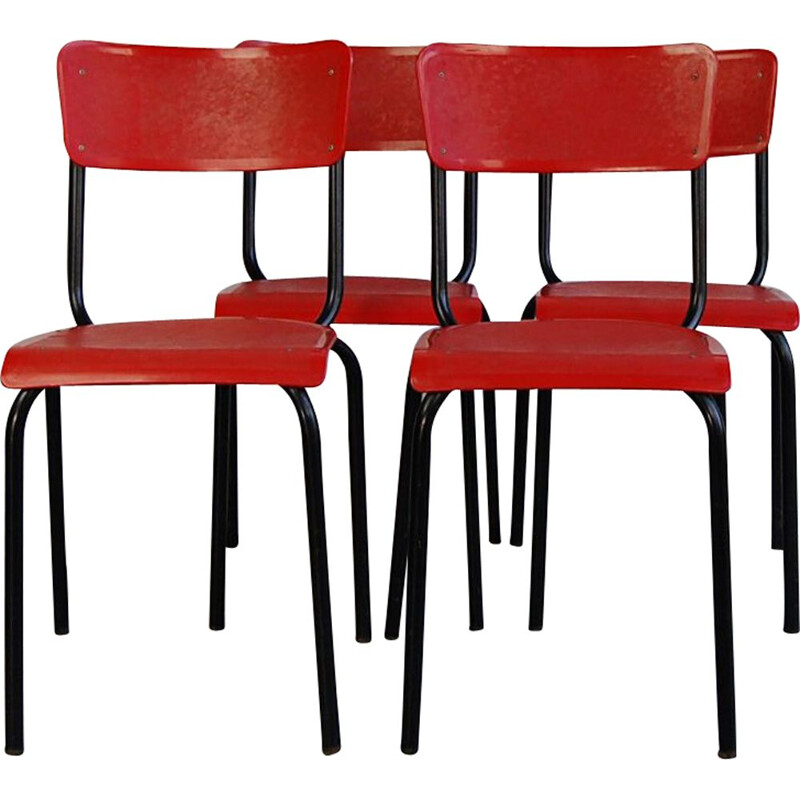 Set of 4 vintage chairs C59 by Pierre Guariche for Meurop