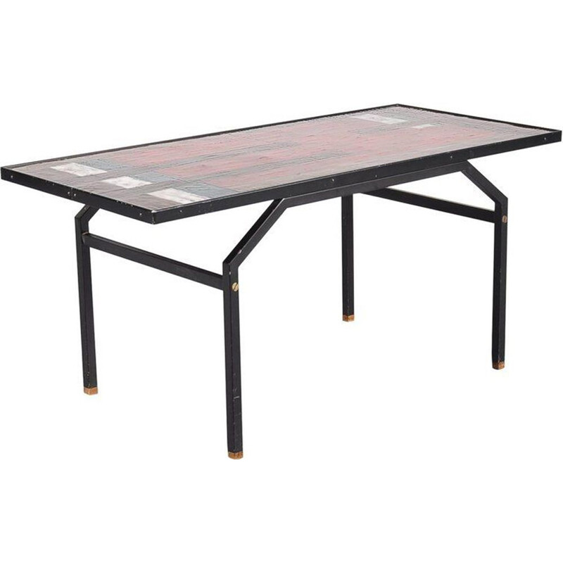 Vintage enameled metal coffee table