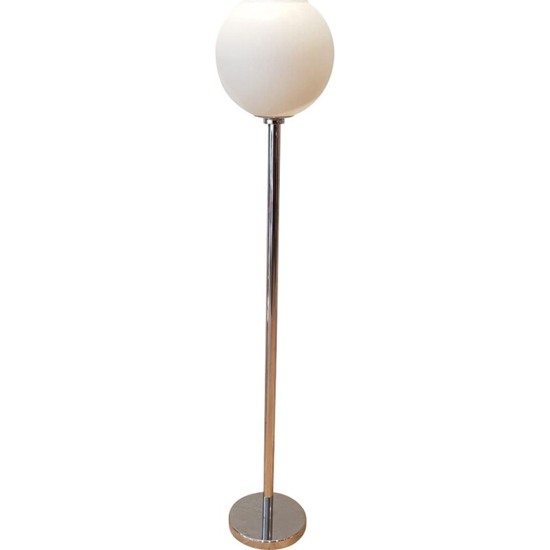 Vintage floor lamp Space Age chrome and opaline, Italy 1970