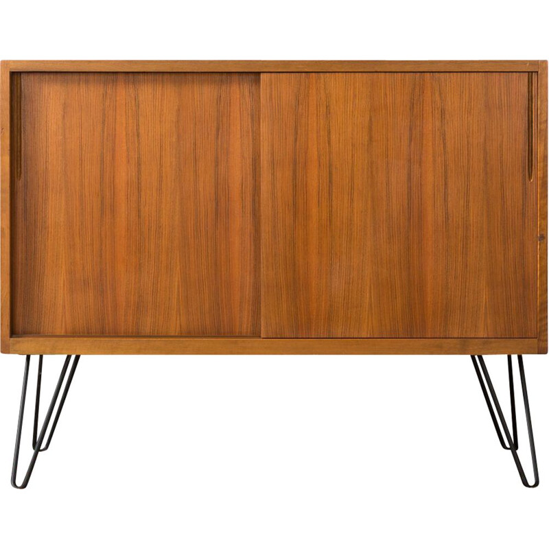 Vintage german chest of drawers in walnut and steel 1950