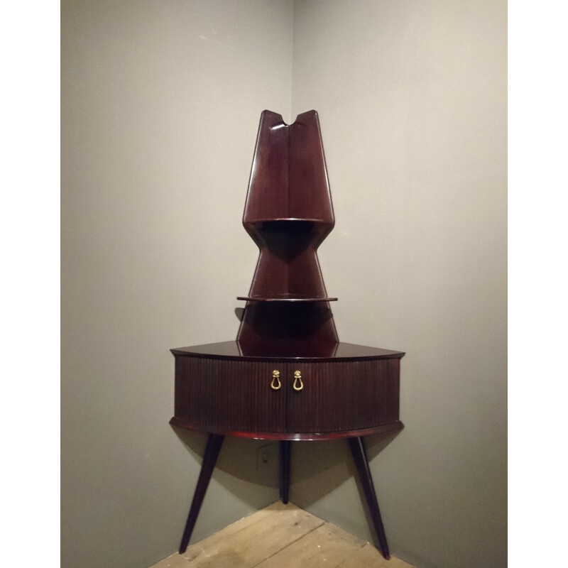 Vintage corner cabinet in mahogany - 1950s