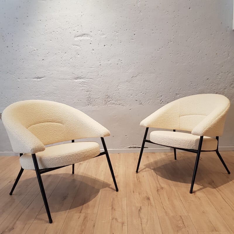Pair of vintage armchairs by M. Cabrol Malita Edition, France 1950