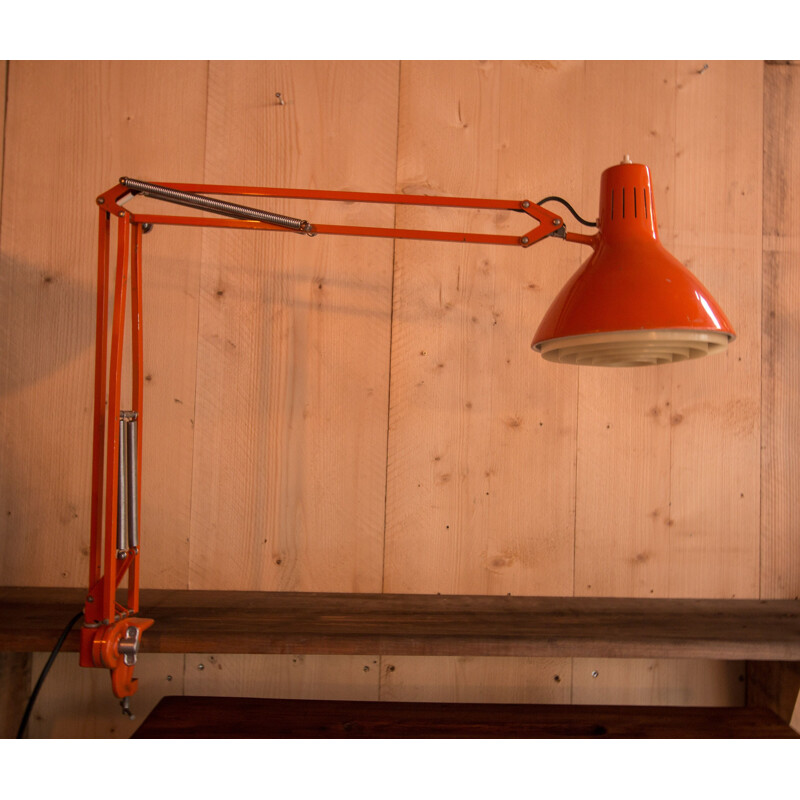 Lámpara Luxo L-1 vintage de Jacob Jacobsen en hierro naranja 1970