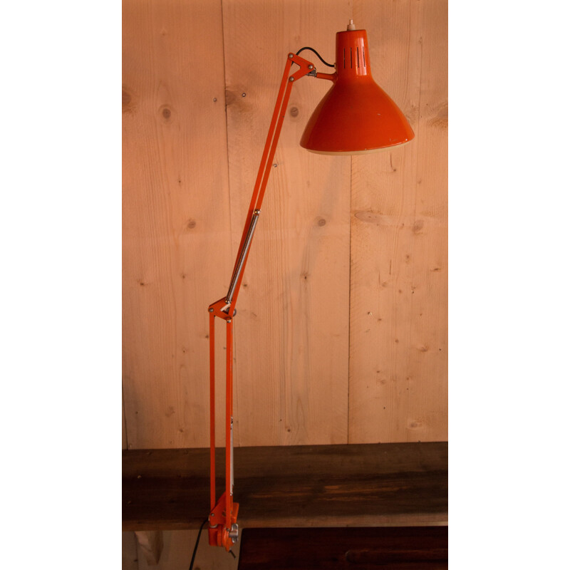 Vintage Luxo L-1 lamp by Jacob Jacobsen in orange iron 1970