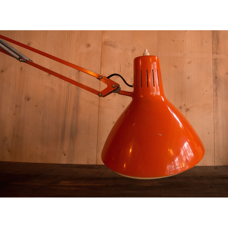 Lampe vintage Luxo L-1 par Jacob Jacobsen en fer orange 1970