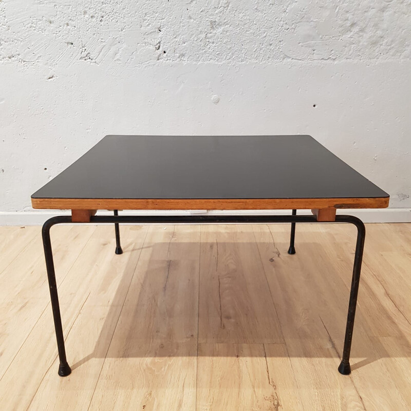 Vintage CM 192 coffee table for Thonet in black formica and metal 1950