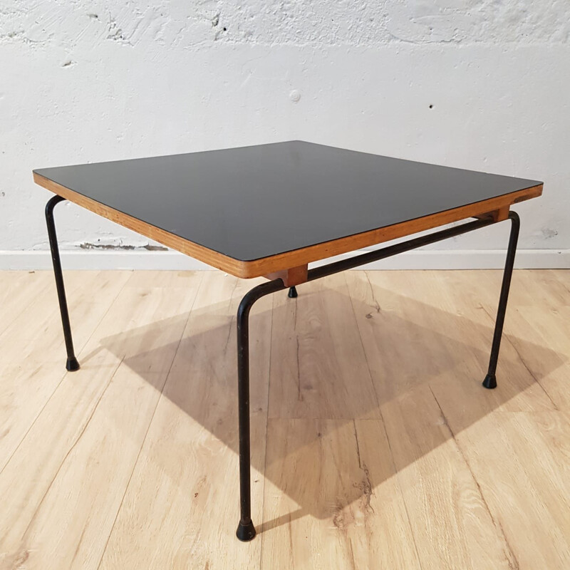 Vintage CM 192 coffee table for Thonet in black formica and metal 1950