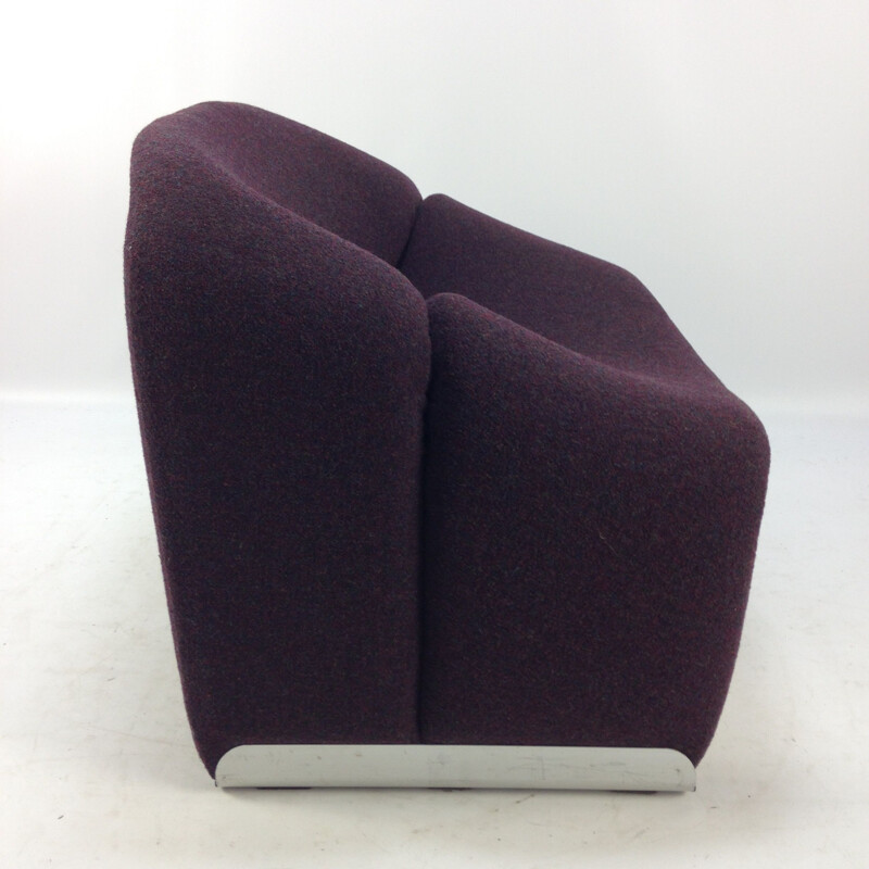 Fauteuil vintage Groovy F598 pour Artifort en tissu violet et aluminium 1980