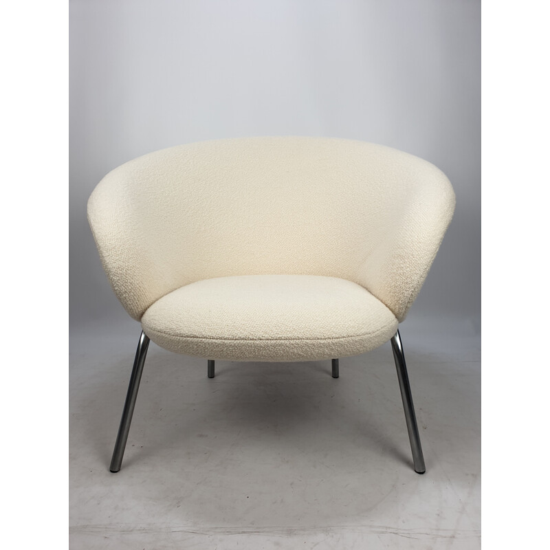 Fauteuil vintage F570 par Pierre Paulin pour Artifort en tissu blanc