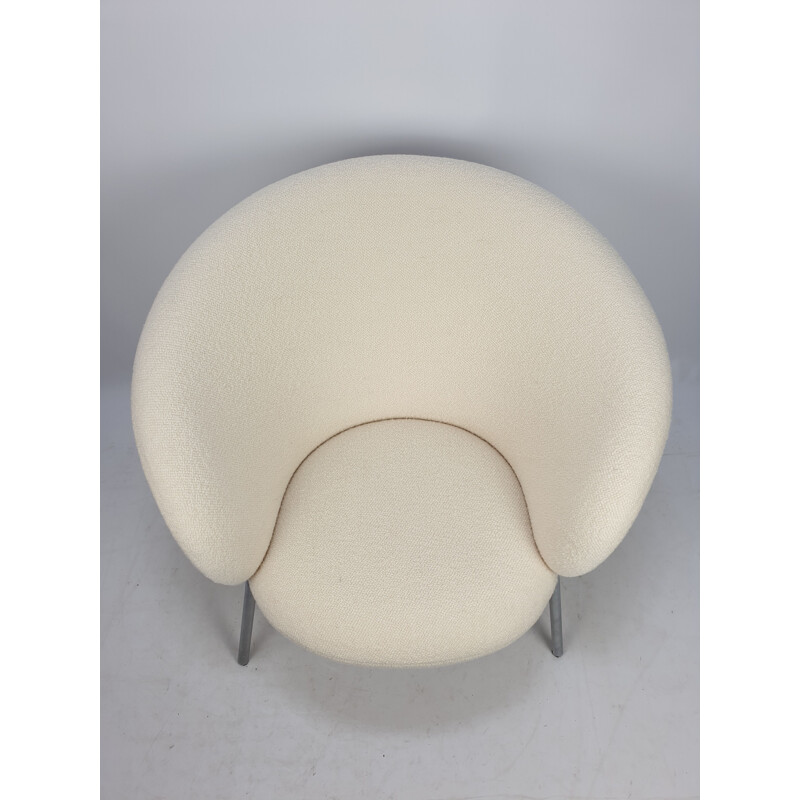 Fauteuil vintage F570 par Pierre Paulin pour Artifort en tissu blanc