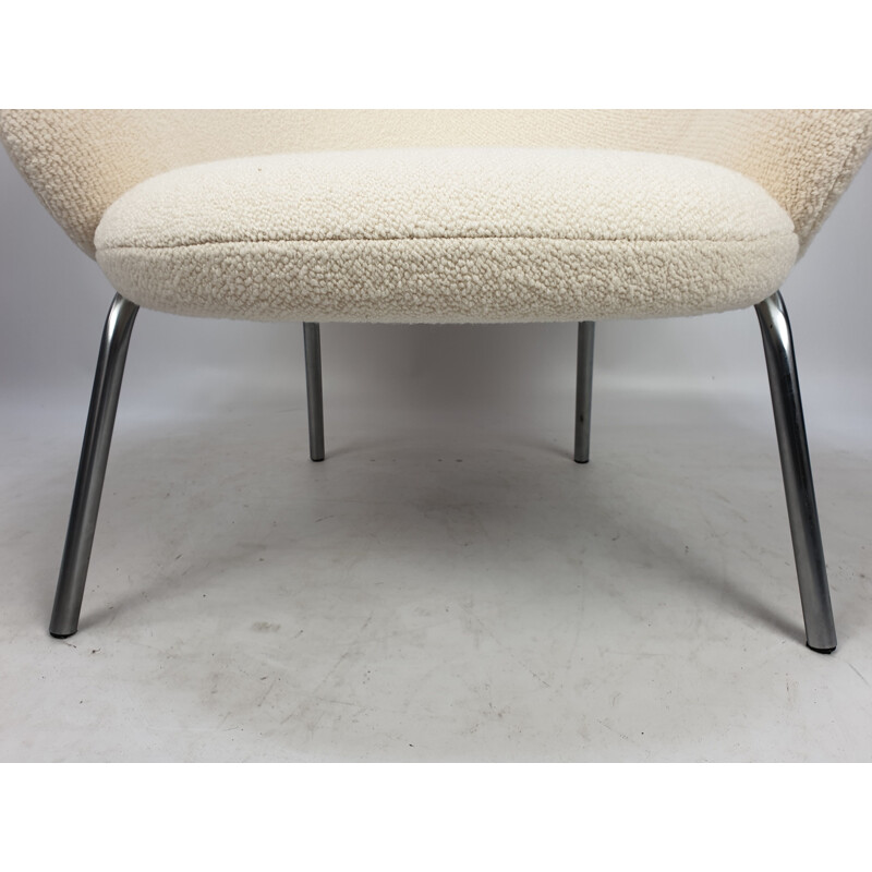 Fauteuil vintage F570 par Pierre Paulin pour Artifort en tissu blanc