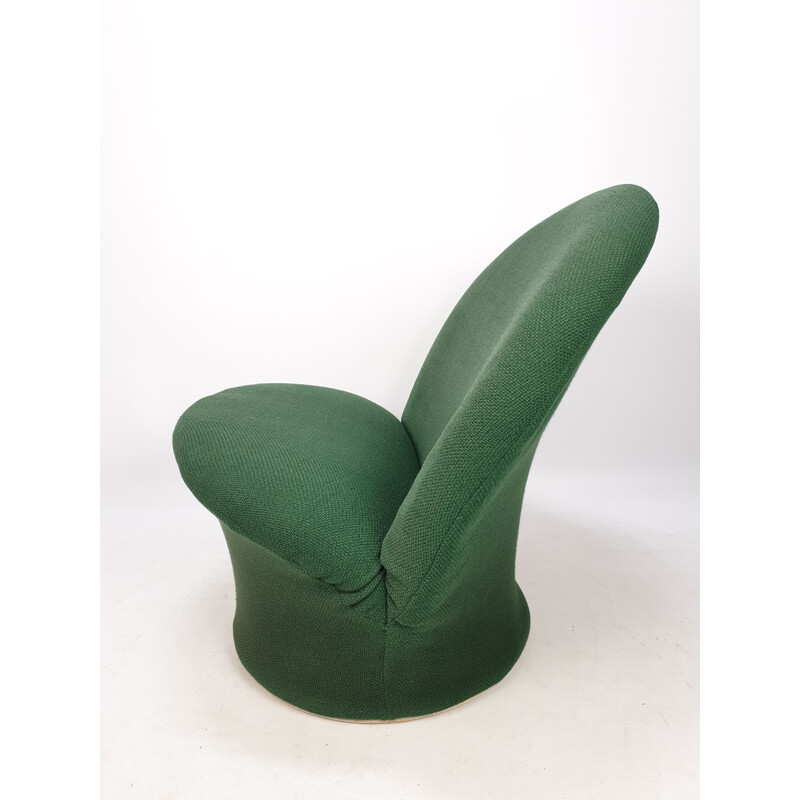 Vintage Model F572 armchair for Artifort in wood and green wool 1960