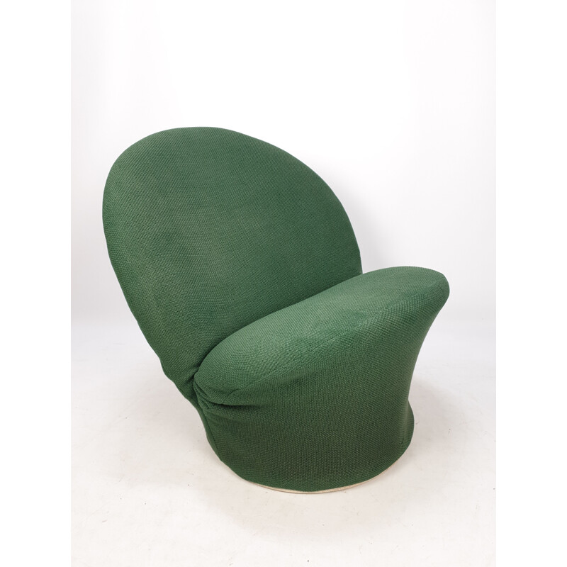 Vintage Model F572 armchair for Artifort in wood and green wool 1960