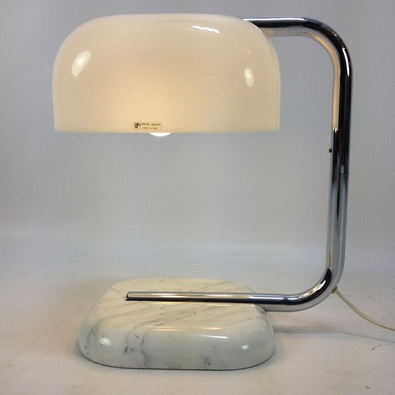 Vintage lamp for Guzzini in white marble and metal 1970