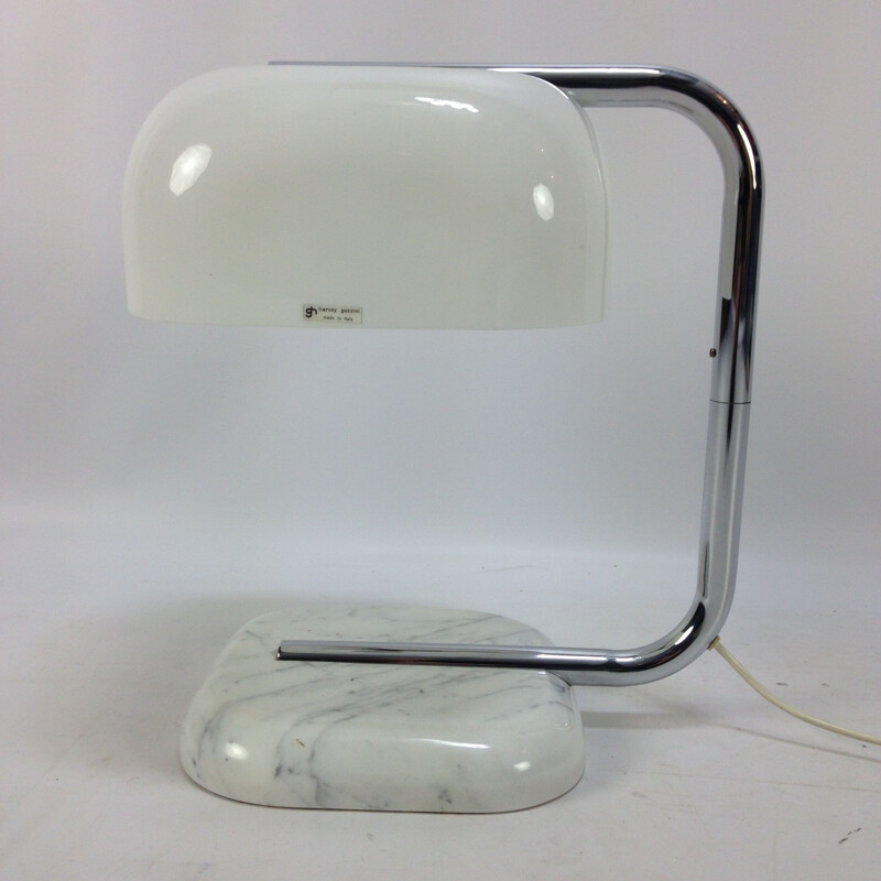 Vintage lamp for Guzzini in white marble and metal 1970