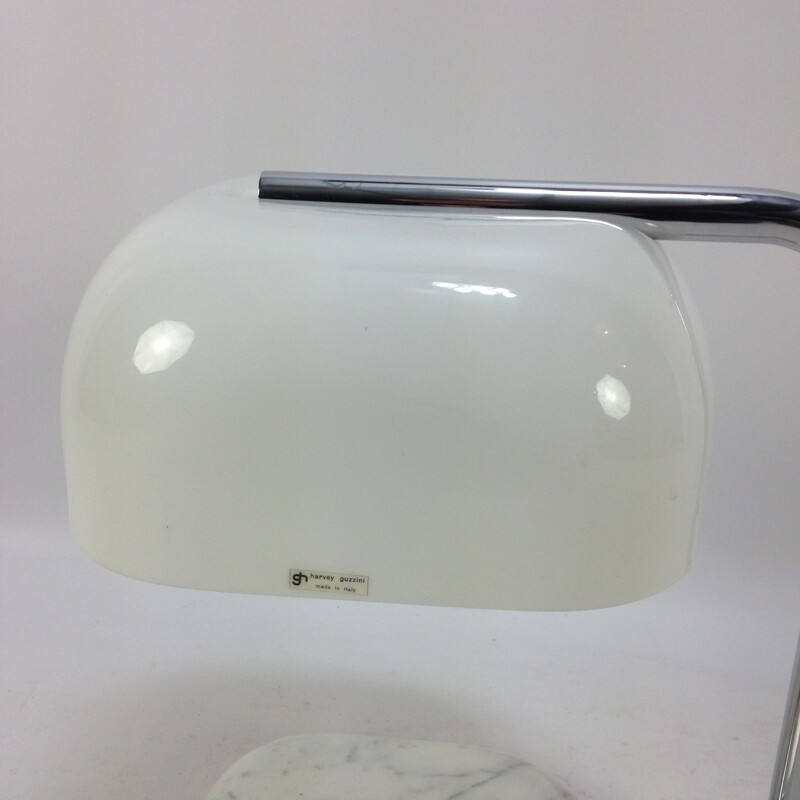 Vintage lamp for Guzzini in white marble and metal 1970