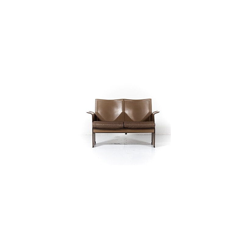 Canapé vintage Korium pour Matteo Grassi en cuir marron et acier 1970