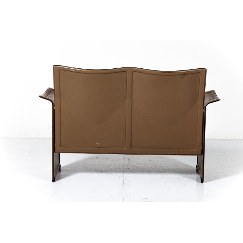 Vintage Korium sofa for Matteo Grassi in brown leather and steel 1970