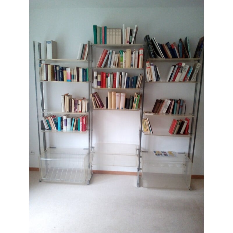 Vintage free standing shelf system in plexiglas from Michel Dumas