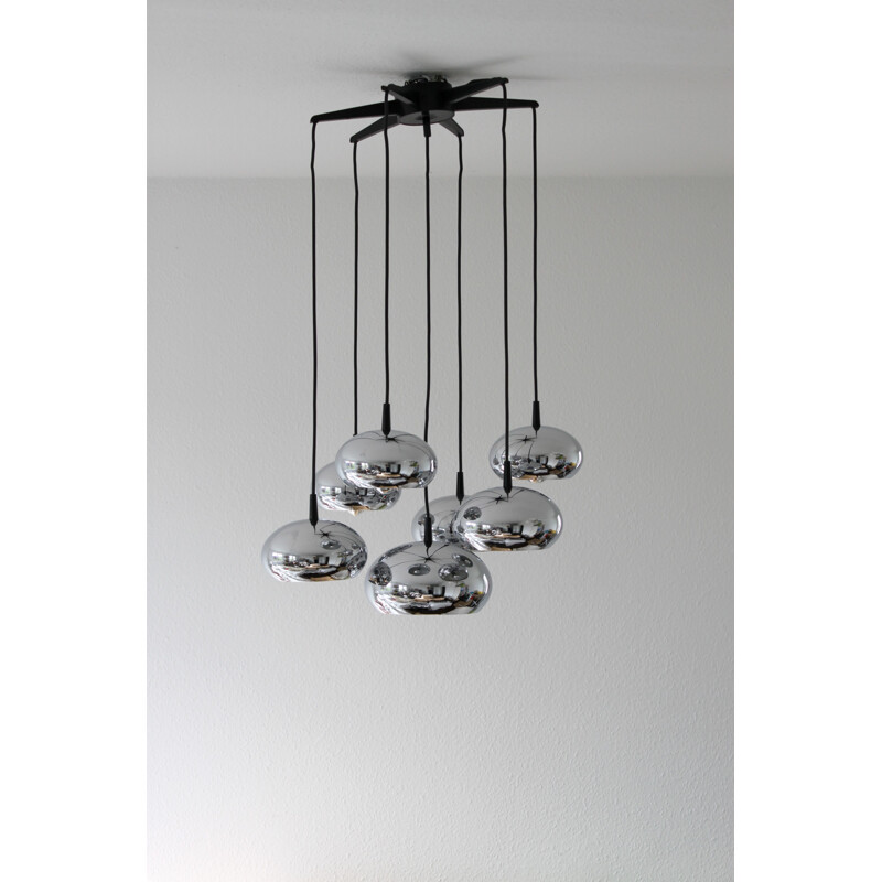 Vintage chrome discus cascade chandelier 1970