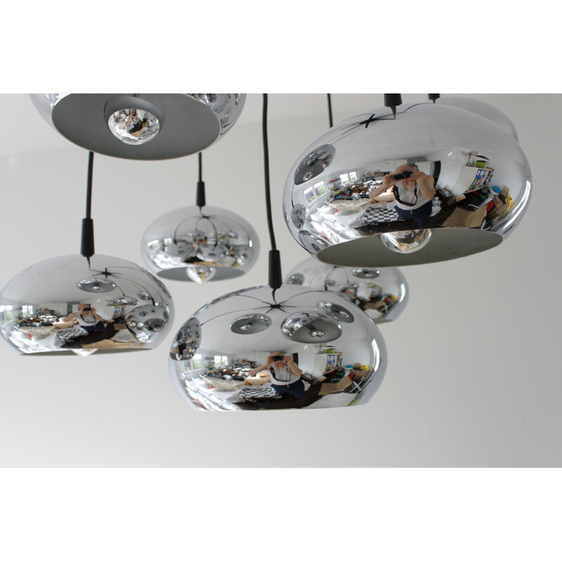 Lustre vintage cascade en chrome Discus 1970