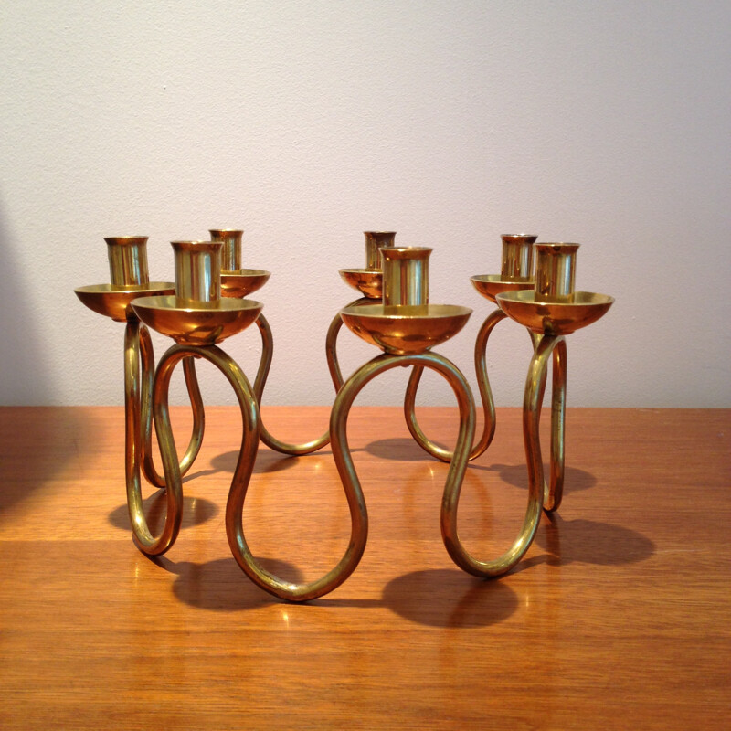 Svenskt Tenn brass candelabra, Lars HOLMSTROM - 1960s