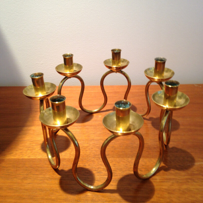 Svenskt Tenn brass candelabra, Lars HOLMSTROM - 1960s