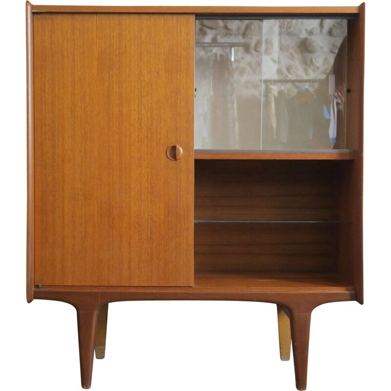 Vintage scandinavian highboard in teak and glass 1960