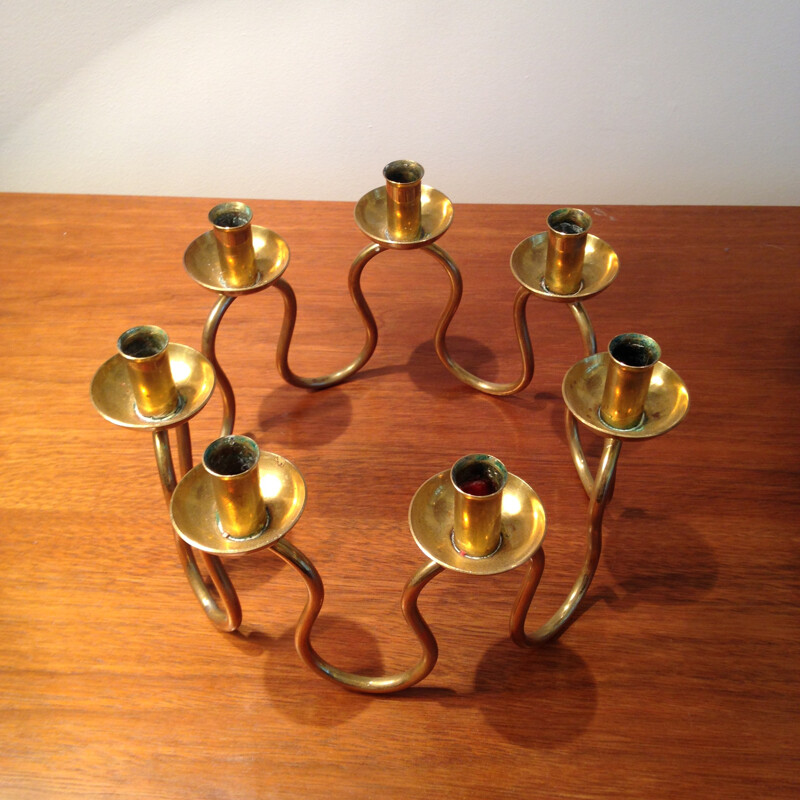 Svenskt Tenn brass candelabra, Lars HOLMSTROM - 1960s