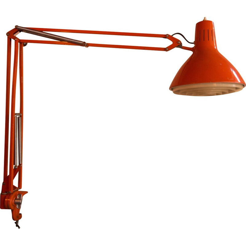 Vintage Luxo L-1 lamp by Jacob Jacobsen in orange iron 1970