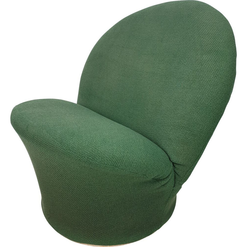 Vintage Model F572 armchair for Artifort in wood and green wool 1960