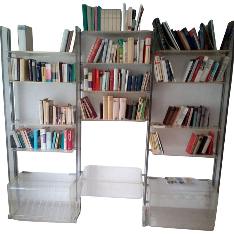 Vintage free standing shelf system in plexiglas from Michel Dumas