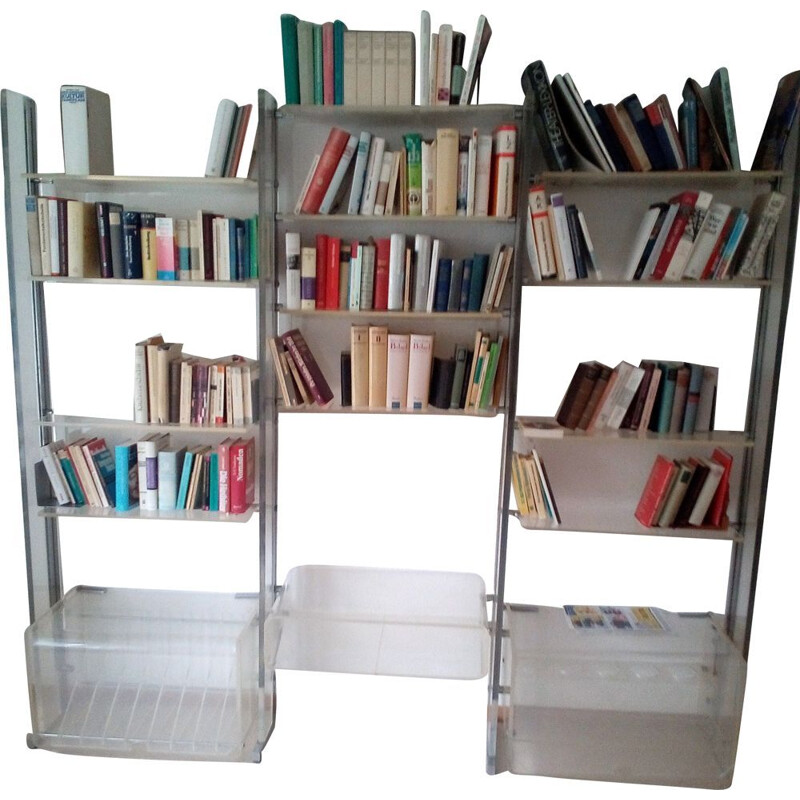 Vintage free standing shelf system in plexiglas from Michel Dumas