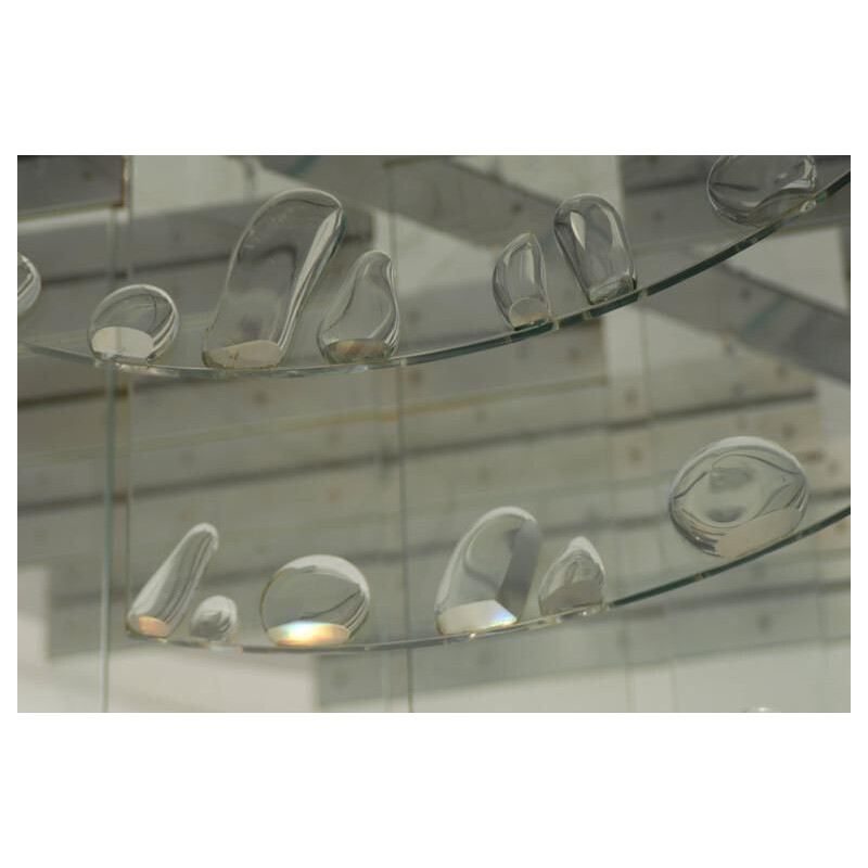 Vintage glass ceiling lamp by René Roubicek for Hotel Brno