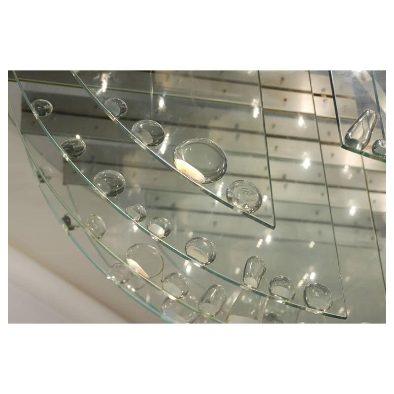 Vintage glass ceiling lamp by René Roubicek for Hotel Brno