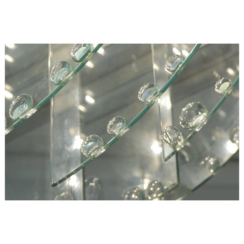 Vintage glass ceiling lamp by René Roubicek for Hotel Brno