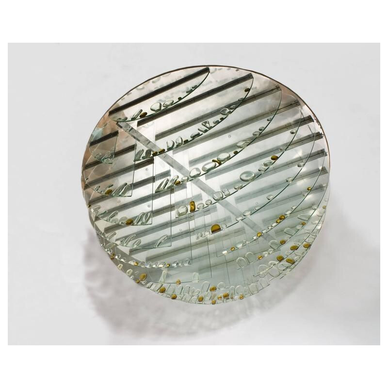 Vintage glass ceiling lamp by René Roubicek for Hotel Brno