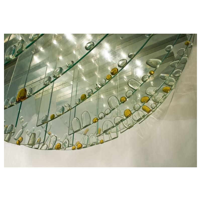 Candeeiro de tecto em vidro vintage de René Roubicek para Hotel Brno