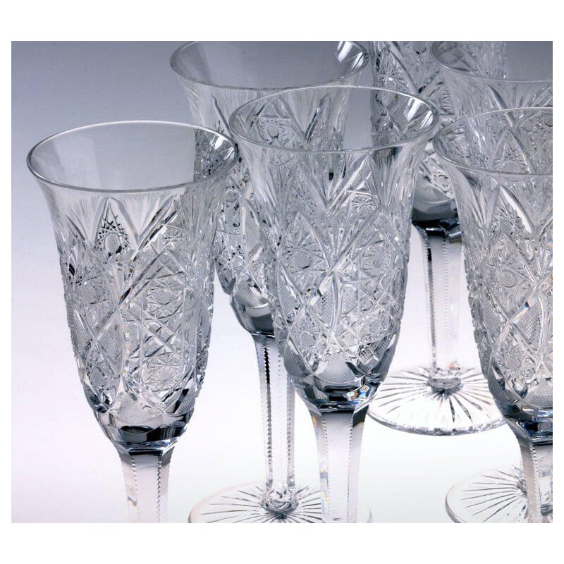 Juego de 24 vasos de cristal vintage de Moser, República Checa 1960