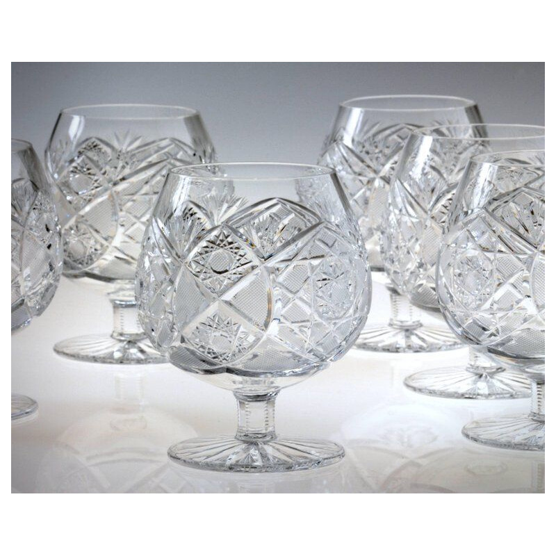 Set of 24 vintage crystal drinking pieces by Moser, Czech Republic 1960