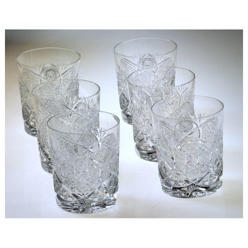 Set of 24 vintage crystal drinking pieces by Moser, Czech Republic 1960