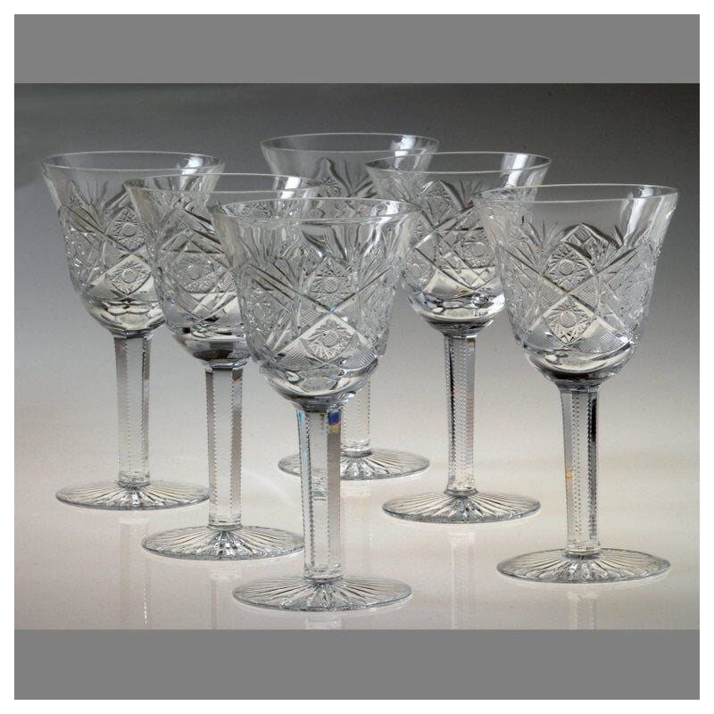 Set of 24 vintage crystal drinking pieces by Moser, Czech Republic 1960