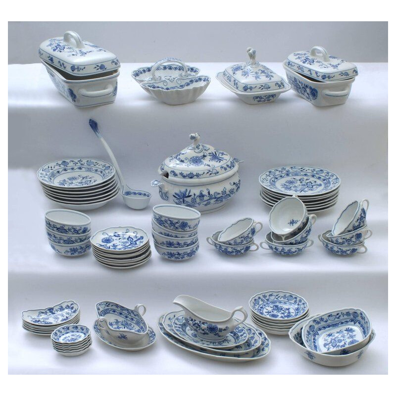 Conjunto de 305 peças de mesa de porcelana de zwiebelmuste da Meissen, Alemanha 1992